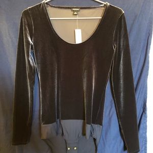 NWT J.Crew Dark Navy Velvet Bodysuit
